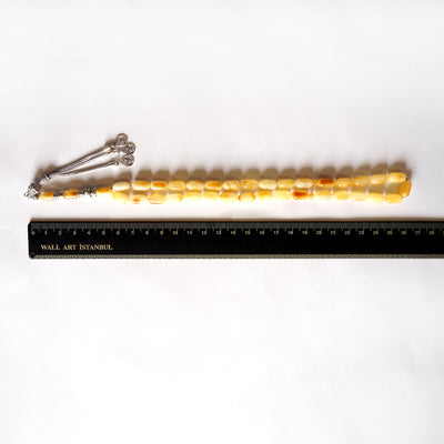 Damla Kehribar Tesbih (Gümüş İmame Nakkaş İşçilik) – WATD034