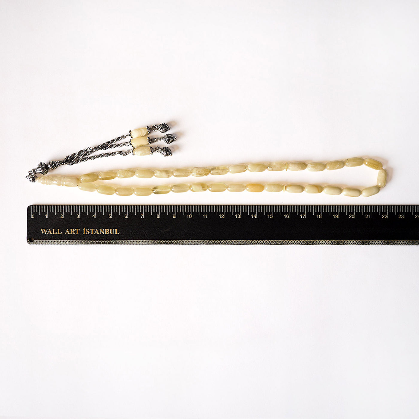 Gümüş İşlemeli Doğal Damla Kehribar Tesbih - WATD103