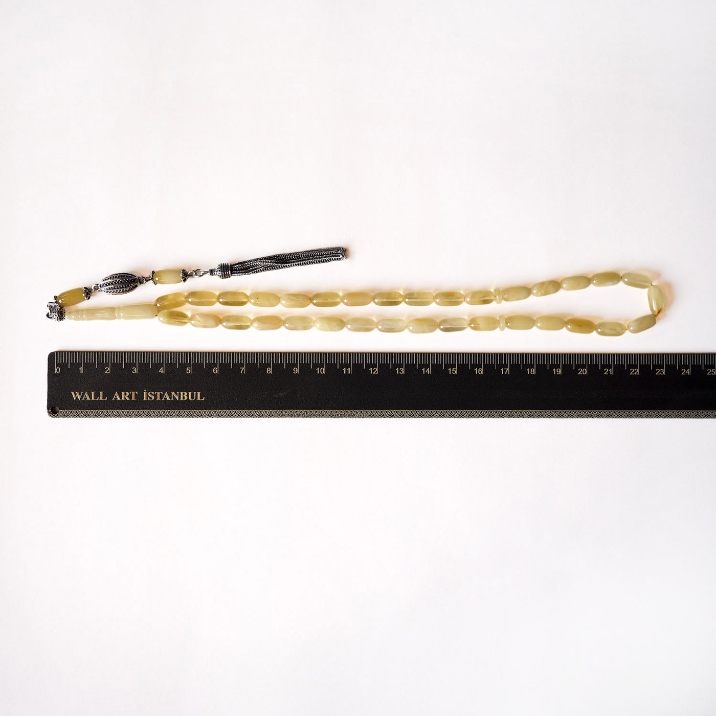 Gümüş İşlemeli Damla Kehribar Tesbih - WATD104