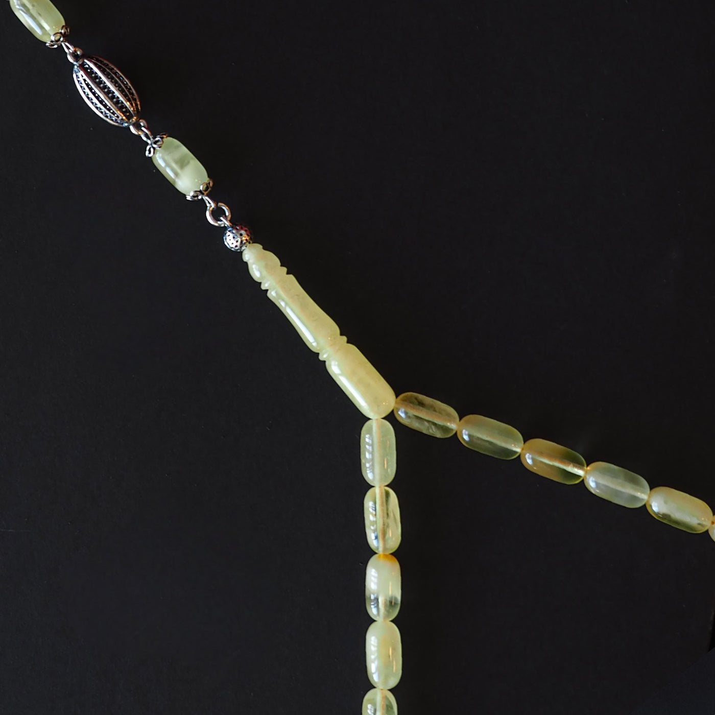 Gümüş İşlemeli Damla Kehribar Tesbih - WATD104