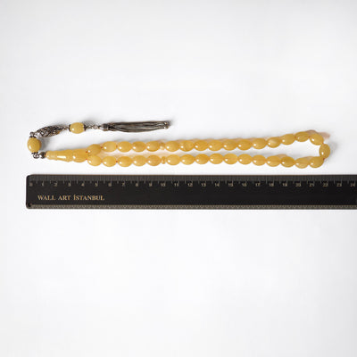 Gümüş İşlemeli Damla Kehribar Tesbih - WATD105