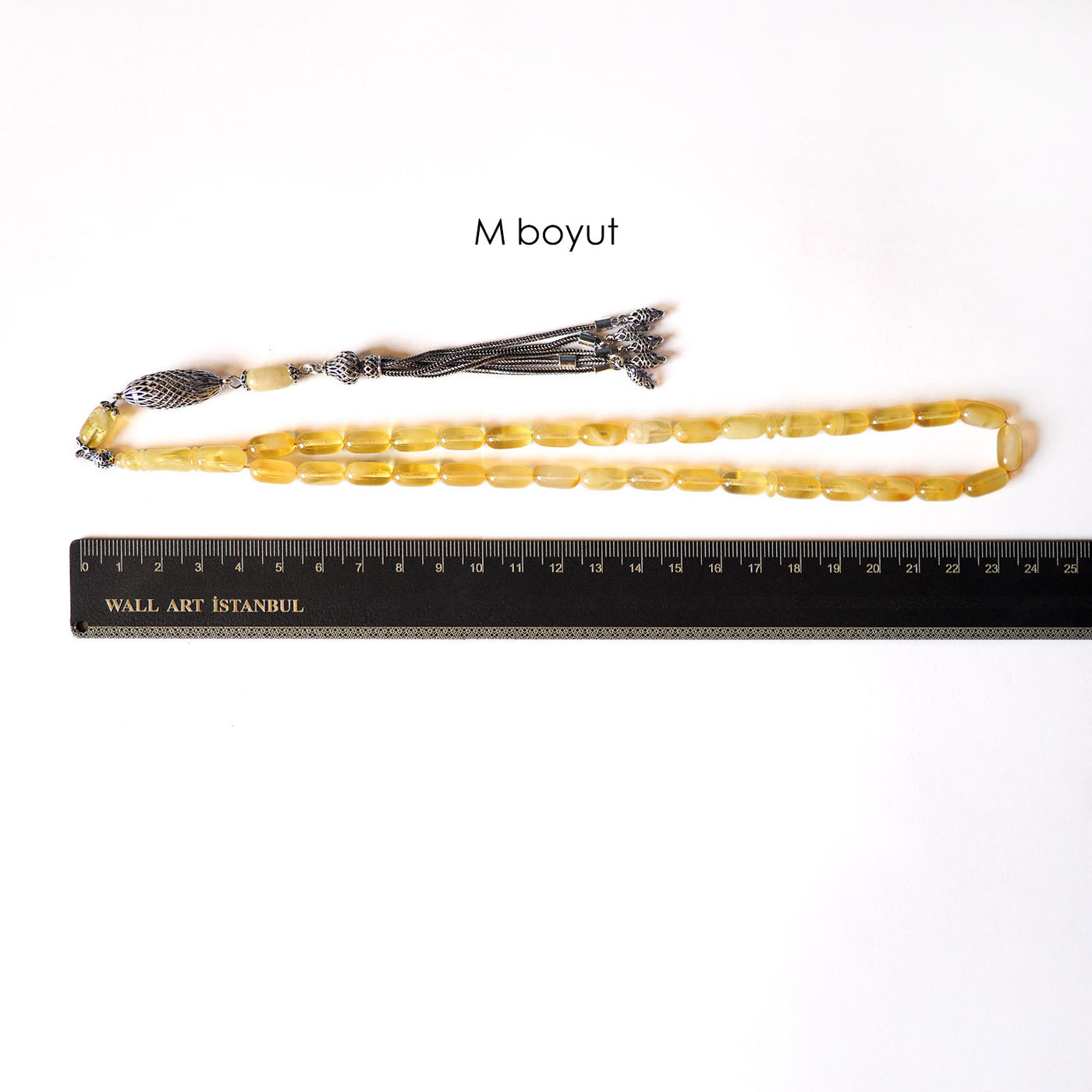 Gümüş İşlemeli Damla Kehribar Tesbih - WATD106