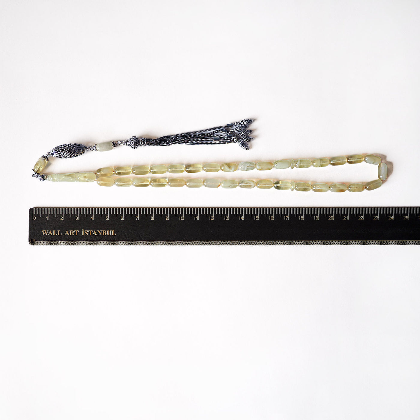 Gümüş İşlemeli Damla Kehribar Tesbih - WATD107