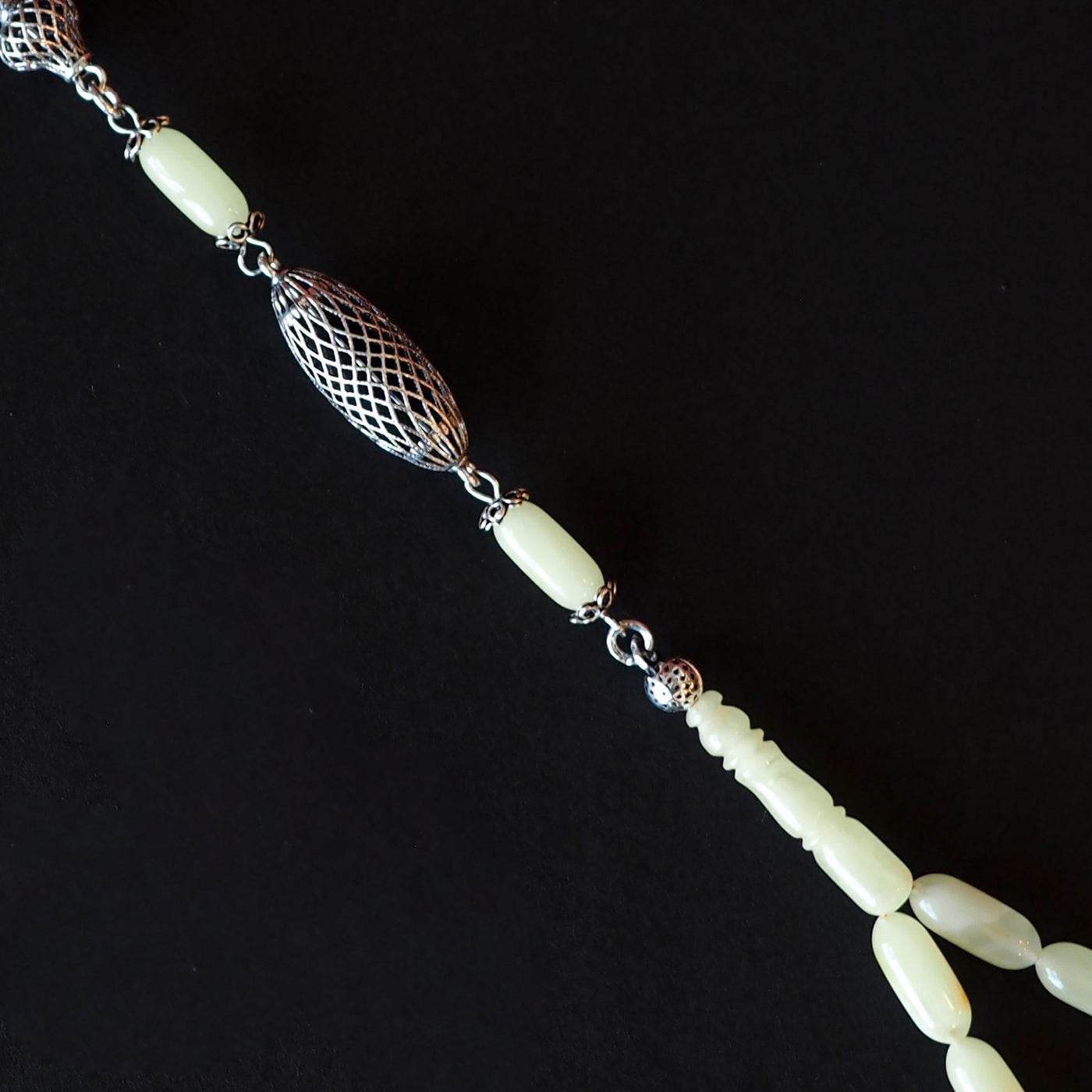 Gümüş İşlemeli Damla Kehribar Tesbih - WATD107