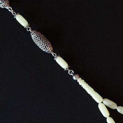 Gümüş İşlemeli Damla Kehribar Tesbih - WATD107