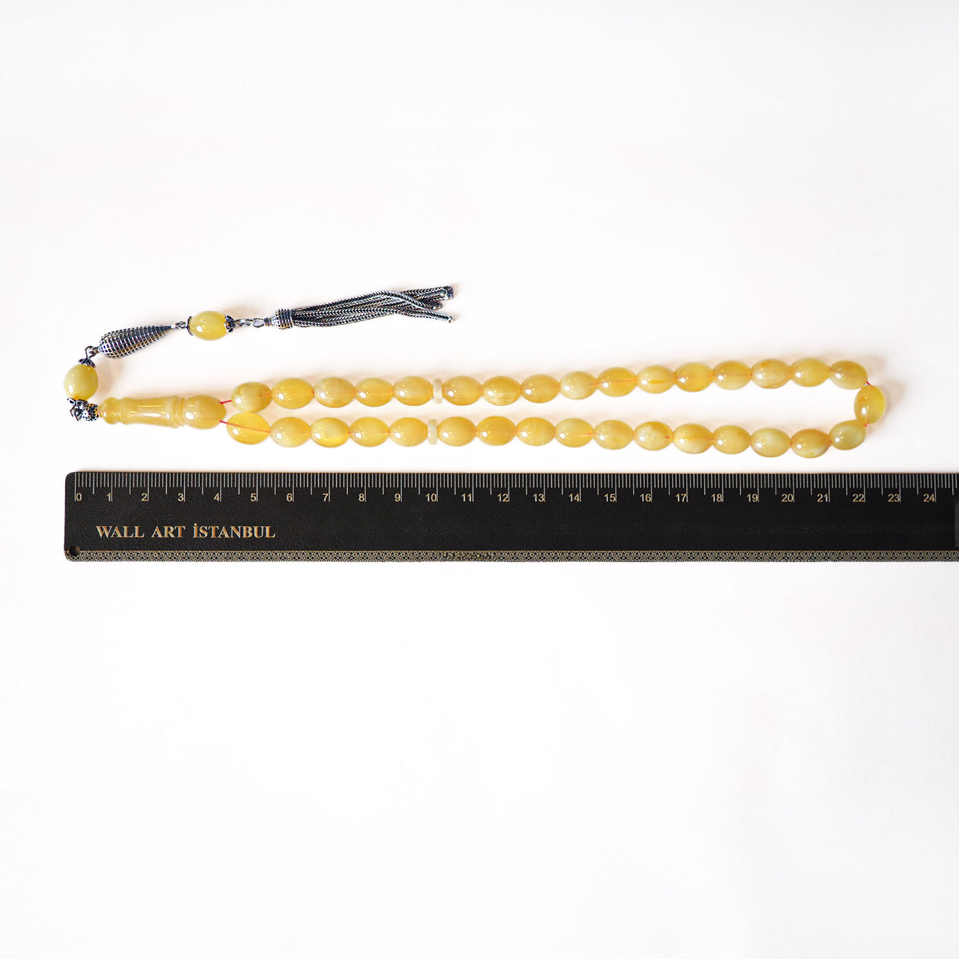 Gümüş İşlemeli Damla Kehribar Tesbih - WATD108