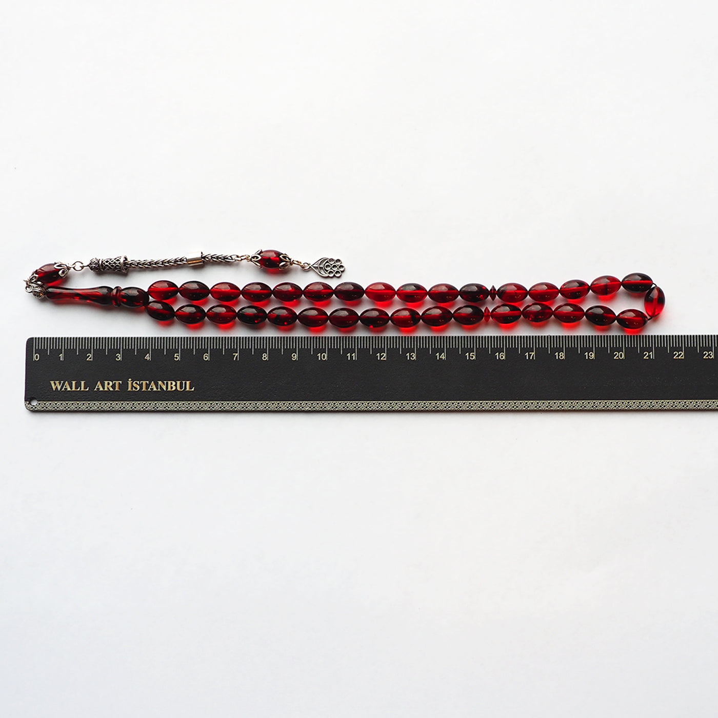 Gümüş İmameli Ateş Sıkma Kehribar Tesbih - WATD112