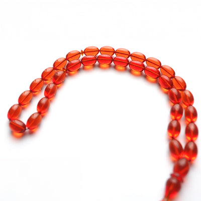 Gümüş İmameli Ateş Sıkma Kehribar Tesbih - WATD113