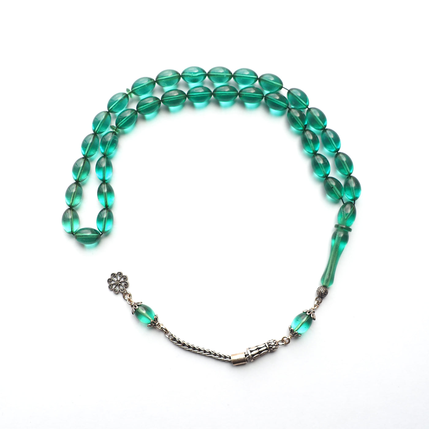 Gümüş İmameli Ateş Sıkma Kehribar Tesbih - WATD114