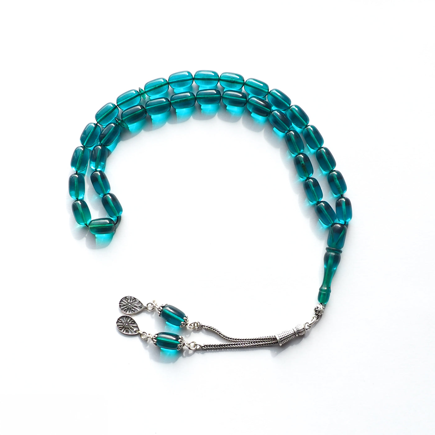 Gümüş İmameli Ateş Sıkma Kehribar Tesbih - WATD115