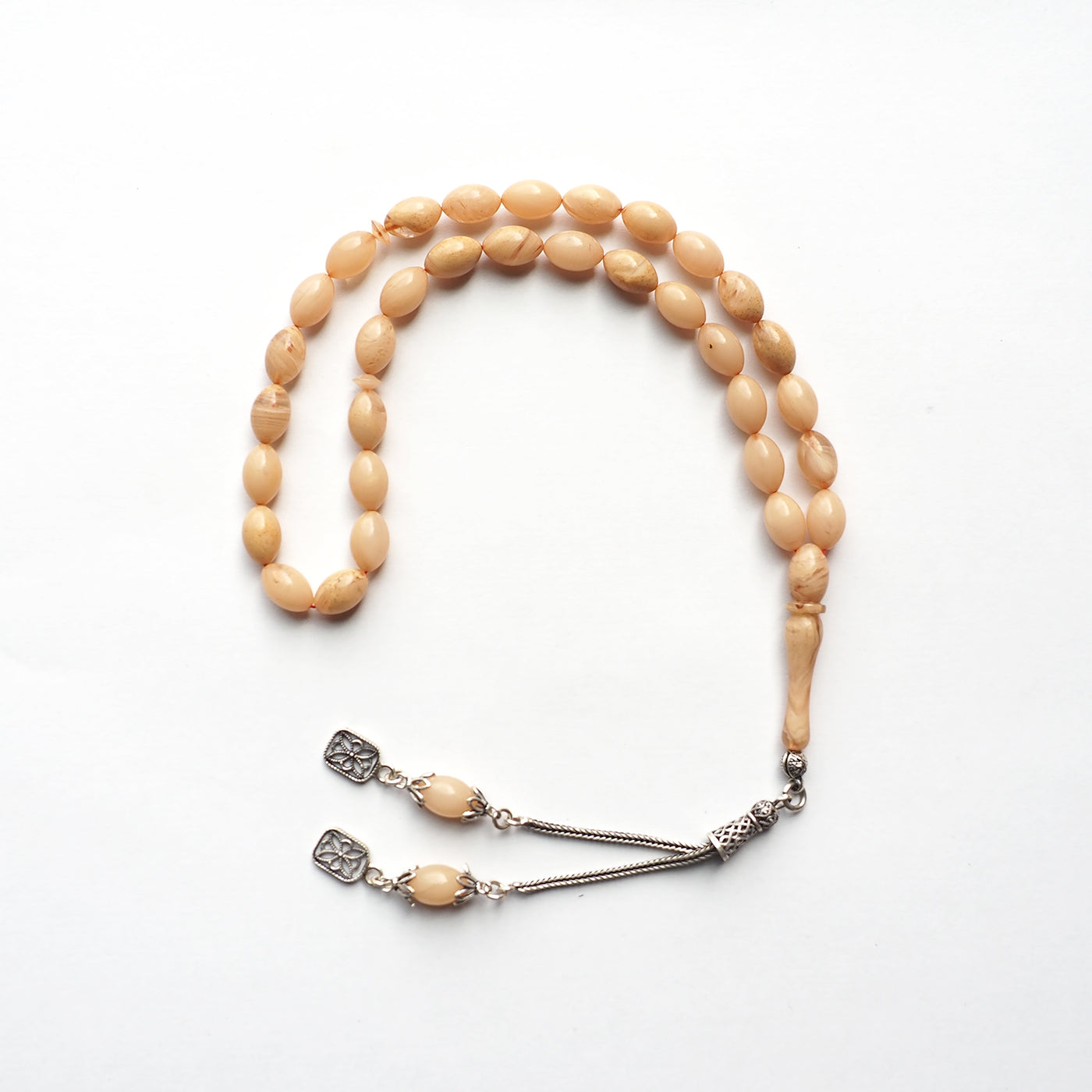 Gümüş İmameli Ateş Sıkma Kehribar Tesbih - WATD117