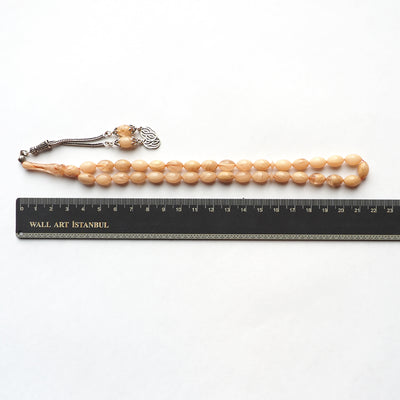 Gümüş İmameli Ateş Sıkma Kehribar Tesbih - WATD117