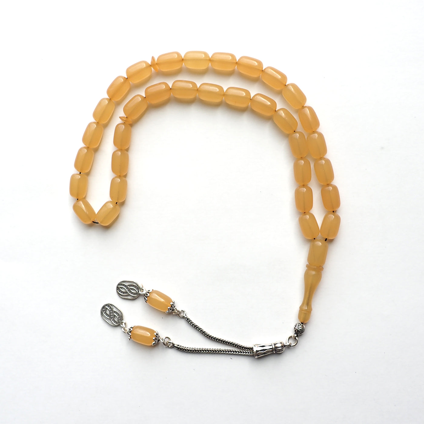 Gümüş İmameli Ateş Sıkma Kehribar Tesbih - WATD119