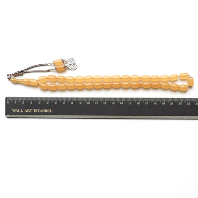 Gümüş İmameli Ateş Sıkma Kehribar Tesbih - WATD119