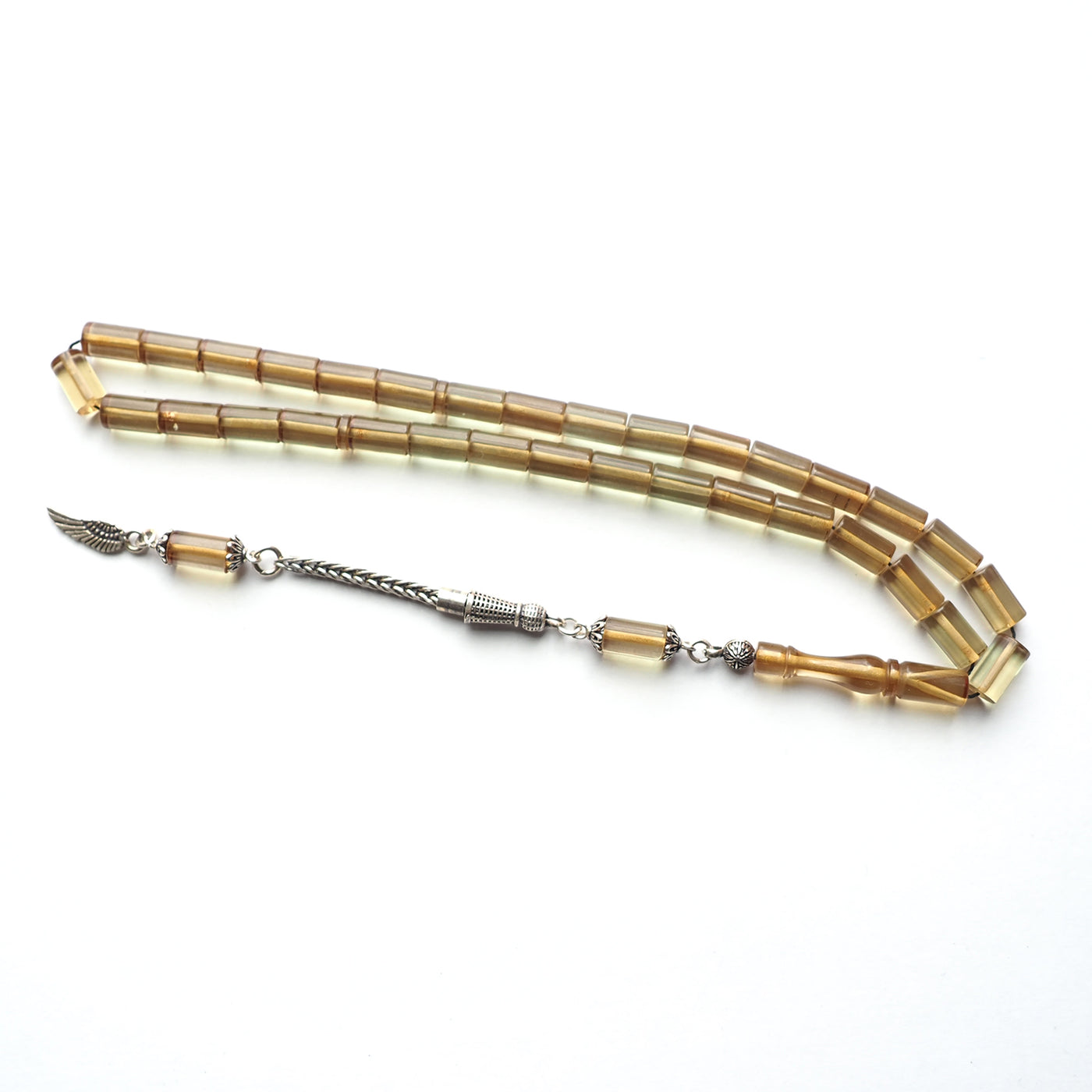 Gümüş İmameli Ateş Sıkma Kehribar Tesbih - WATD124