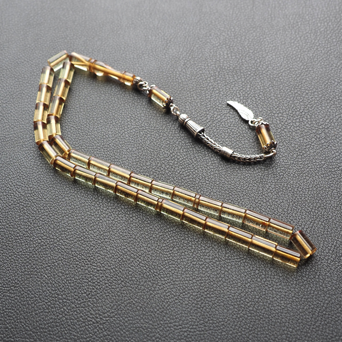 Gümüş İmameli Ateş Sıkma Kehribar Tesbih - WATD124