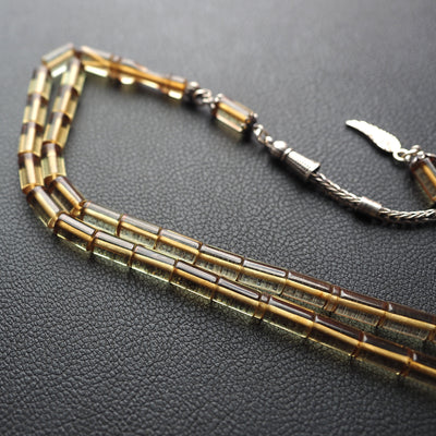 Gümüş İmameli Ateş Sıkma Kehribar Tesbih - WATD124