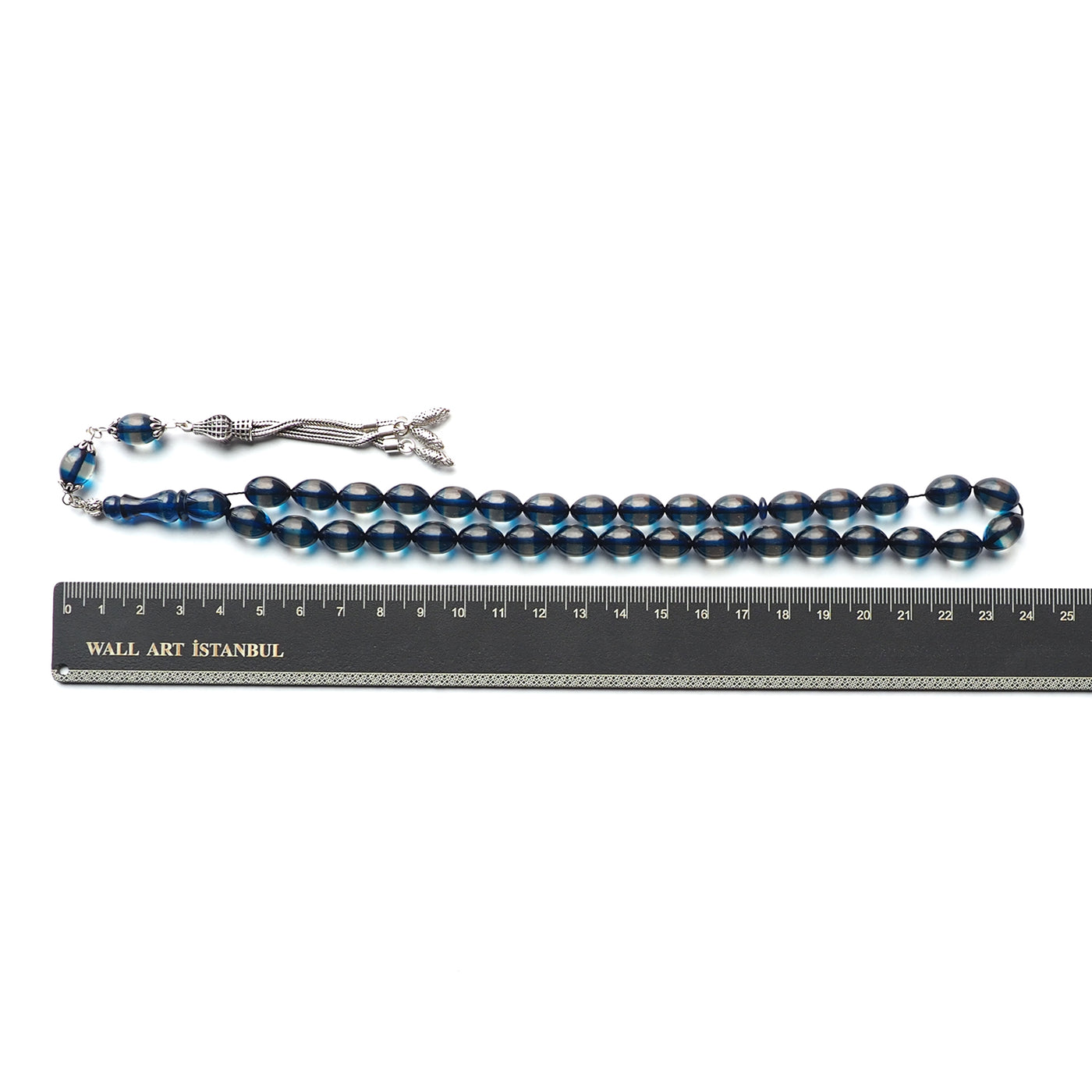 Gümüş Püsküllü Sürmeli Ateş Sıkma Kehribar Tesbih - WATD128