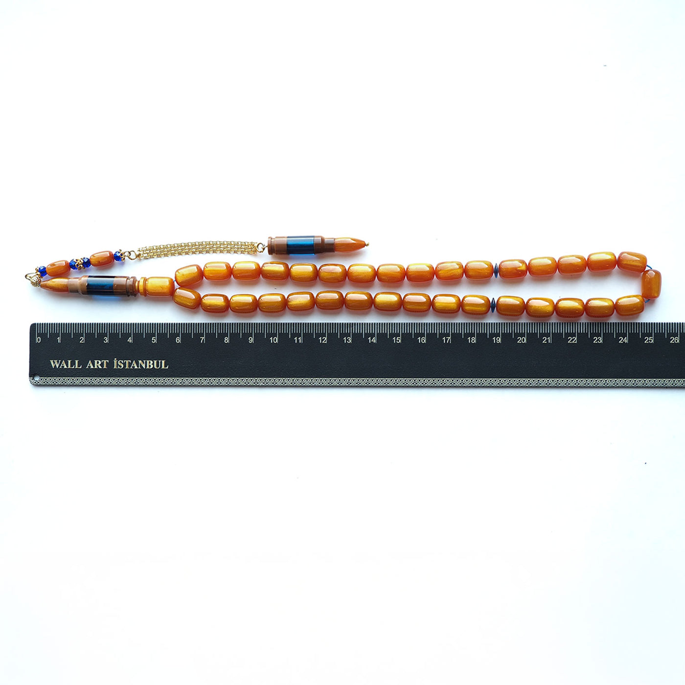 Usta İşçilikli Sıkma Kehribar Kuka Kombinli Gümüş Püsküllü Tesbih  - WATD155