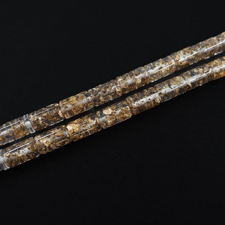 Altın Varaklı Pleksi Glass Uçak Camı Tesbih - WATD594