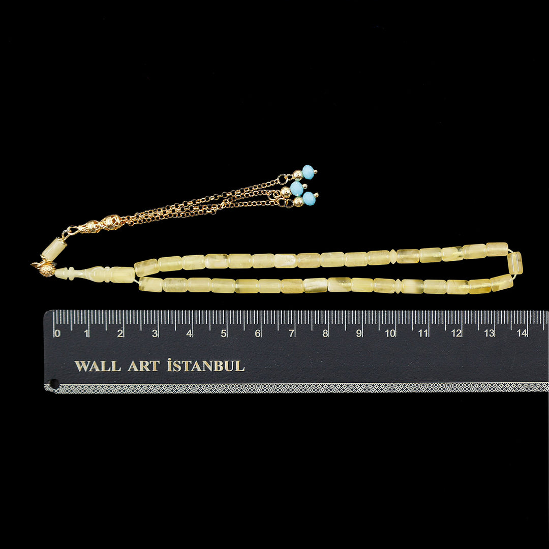 Gümüş Püsküllü Damla Kehribar Tesbih (Mini Boy) - WATD674