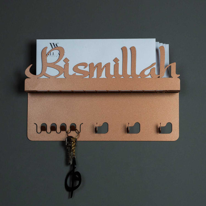 Bismillah Yazılı Metal Duvar Anahtarlığı - WAMH026