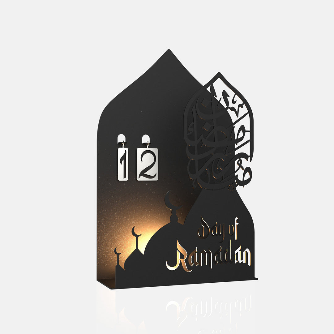"Day of Ramadan" Yazılı Metal Masaüstü Ramazan Takvimi ve Mumluk - WAMH185
