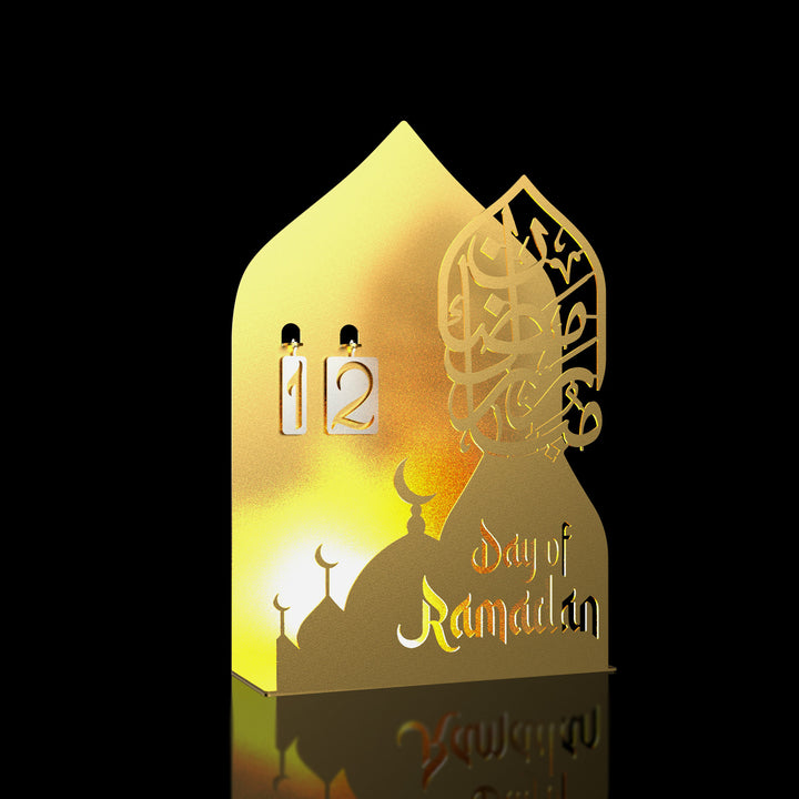 "Day of Ramadan" Yazılı Metal Masaüstü Ramazan Takvimi ve Mumluk - WAMH185
