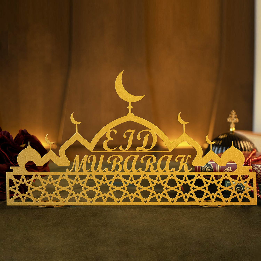 Eid Mubarak Yazılı Metal Masaüstü Ramazan Dekoru - WAMH102