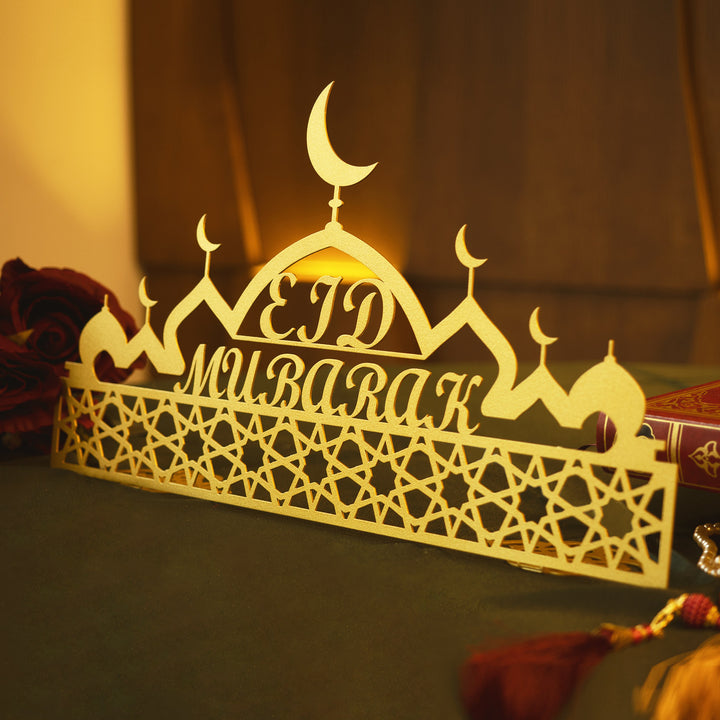 Eid Mubarak Yazılı Metal Masaüstü Ramazan Dekoru - WAMH102