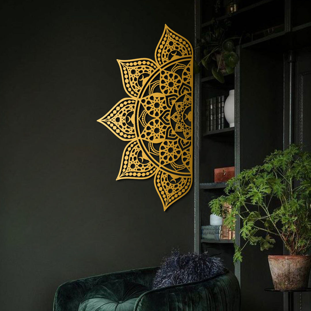 İslami Desenli Metal Mandala Duvar Tablosu (4 Yöne Asılabilir) - WAM163
