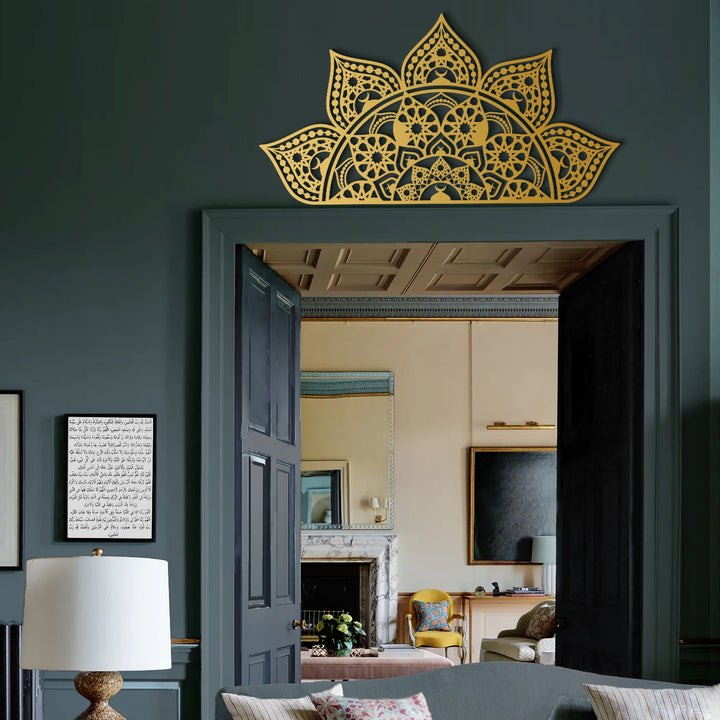 İslami Desenli Metal Mandala Duvar Tablosu (4 Yöne Asılabilir) - WAM163