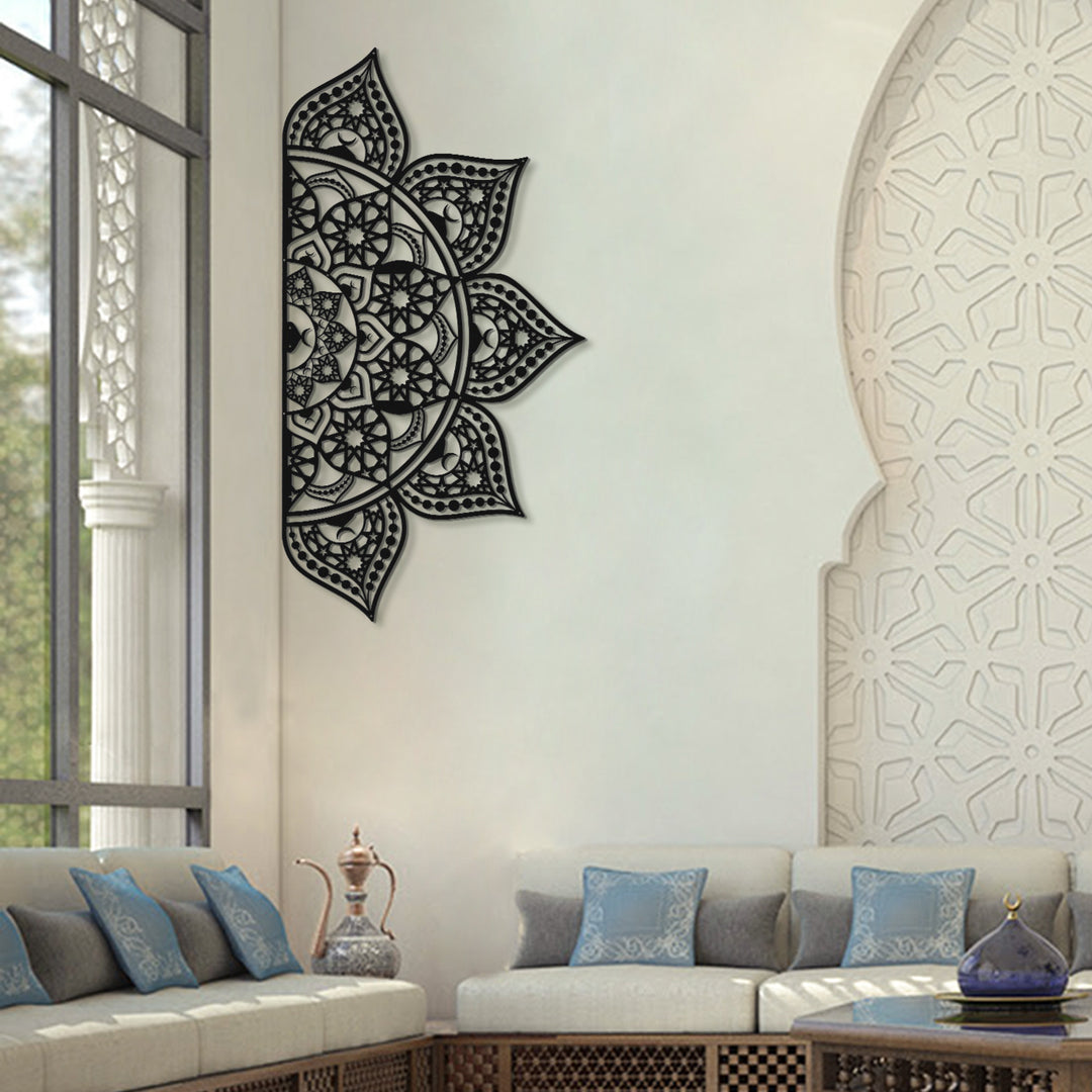 İslami Desenli Metal Mandala Duvar Tablosu (4 Yöne Asılabilir) - WAM163