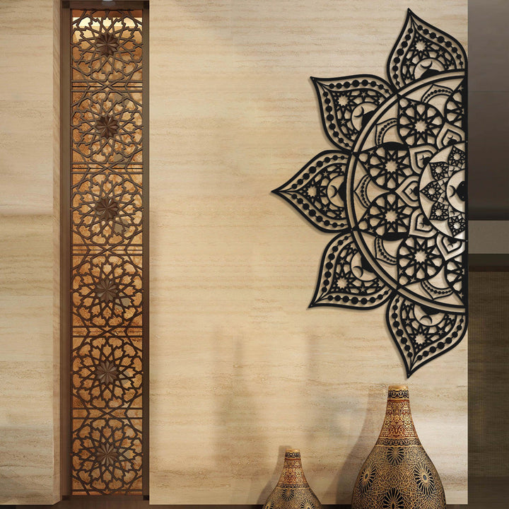 İslami Desenli Metal Mandala Duvar Tablosu (4 Yöne Asılabilir) - WAM163