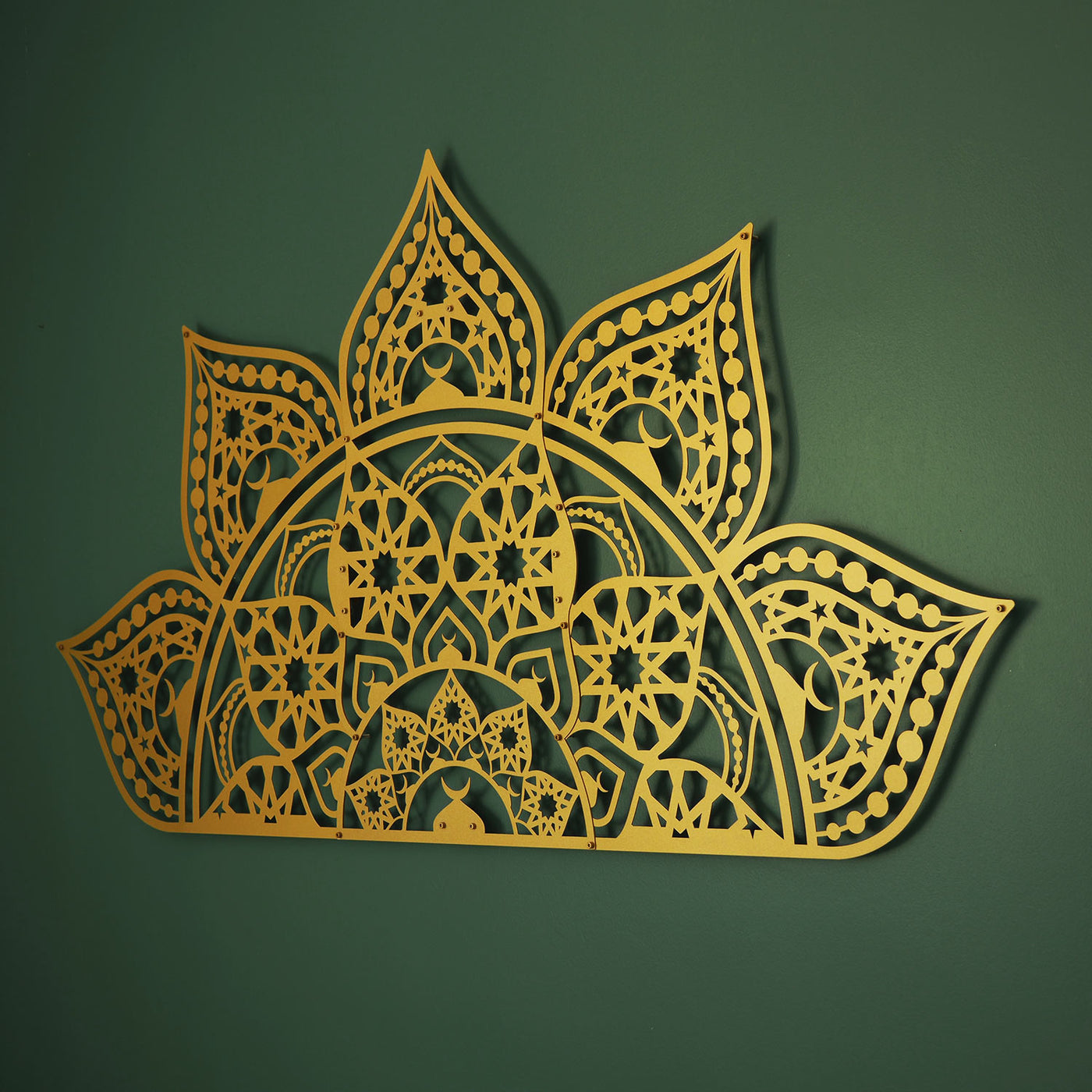 İslami Desenli Metal Mandala Duvar Tablosu (4 Yöne Asılabilir) - WAM163