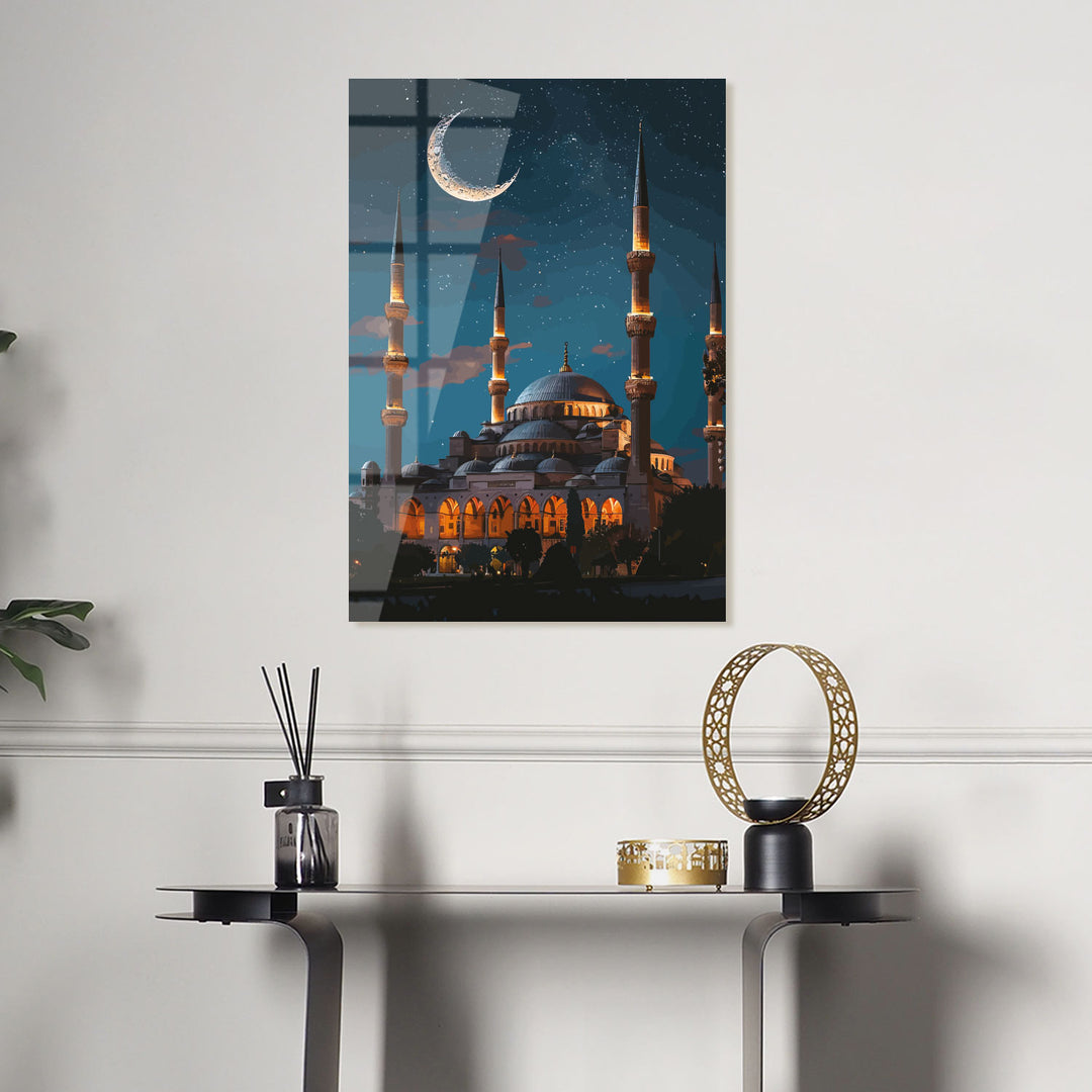 Ay Işığında Sultanahmet Camii Cam Tablo - WTC060