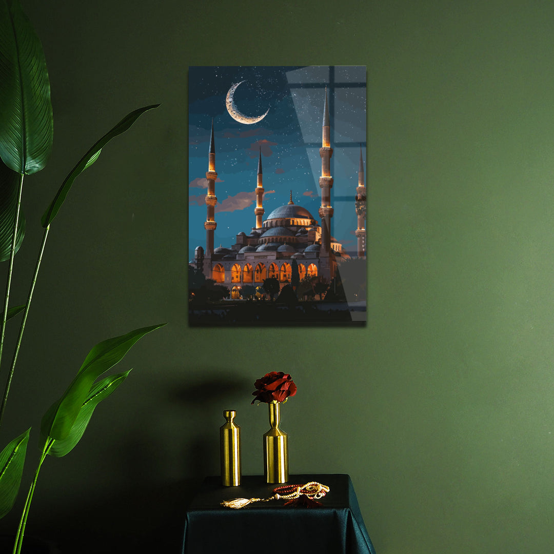 Ay Işığında Sultanahmet Camii Cam Tablo - WTC060