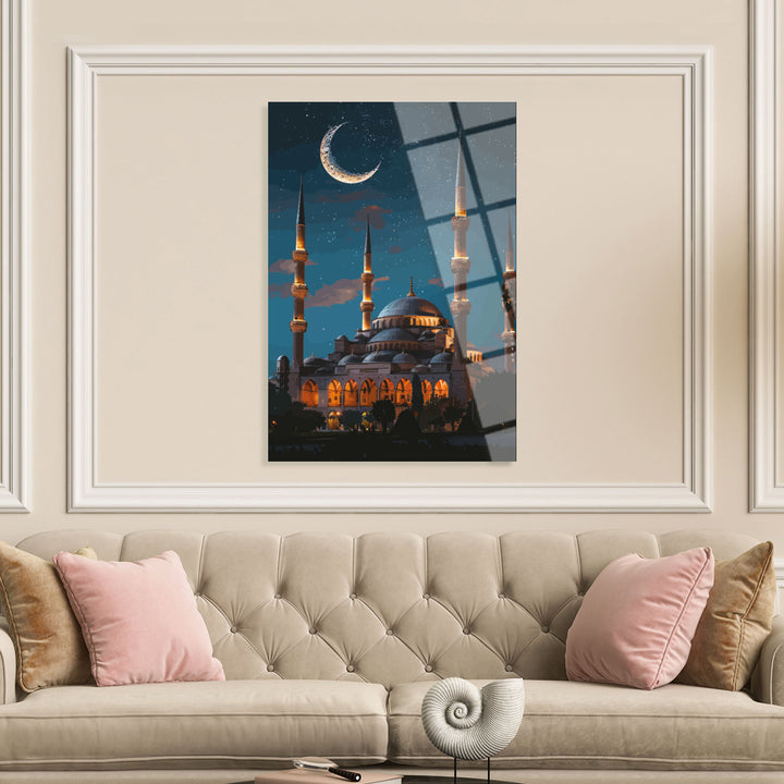 Ay Işığında Sultanahmet Camii Cam Tablo - WTC060