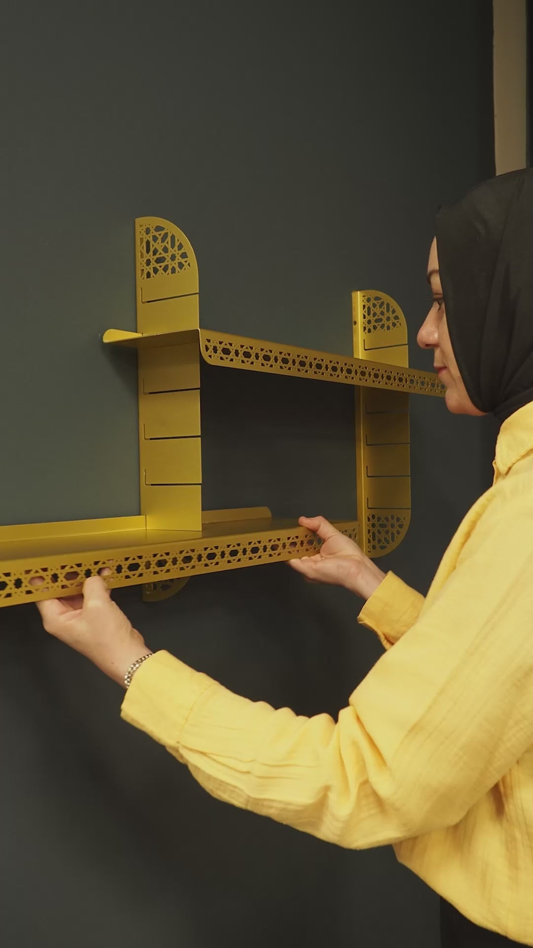 Kadem İslami Motifli Ayarlanabilir Metal Duvar Rafı – WAMH199