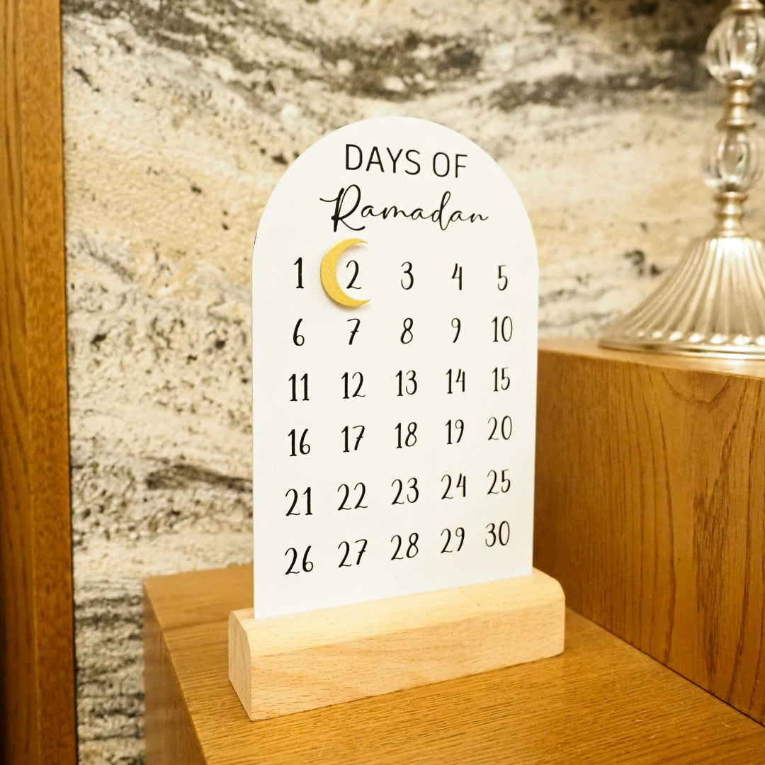 "Days of Ramadan" Yazılı Ahşap Kaideli Masaüstü Ramazan Takvimi - WAMH179