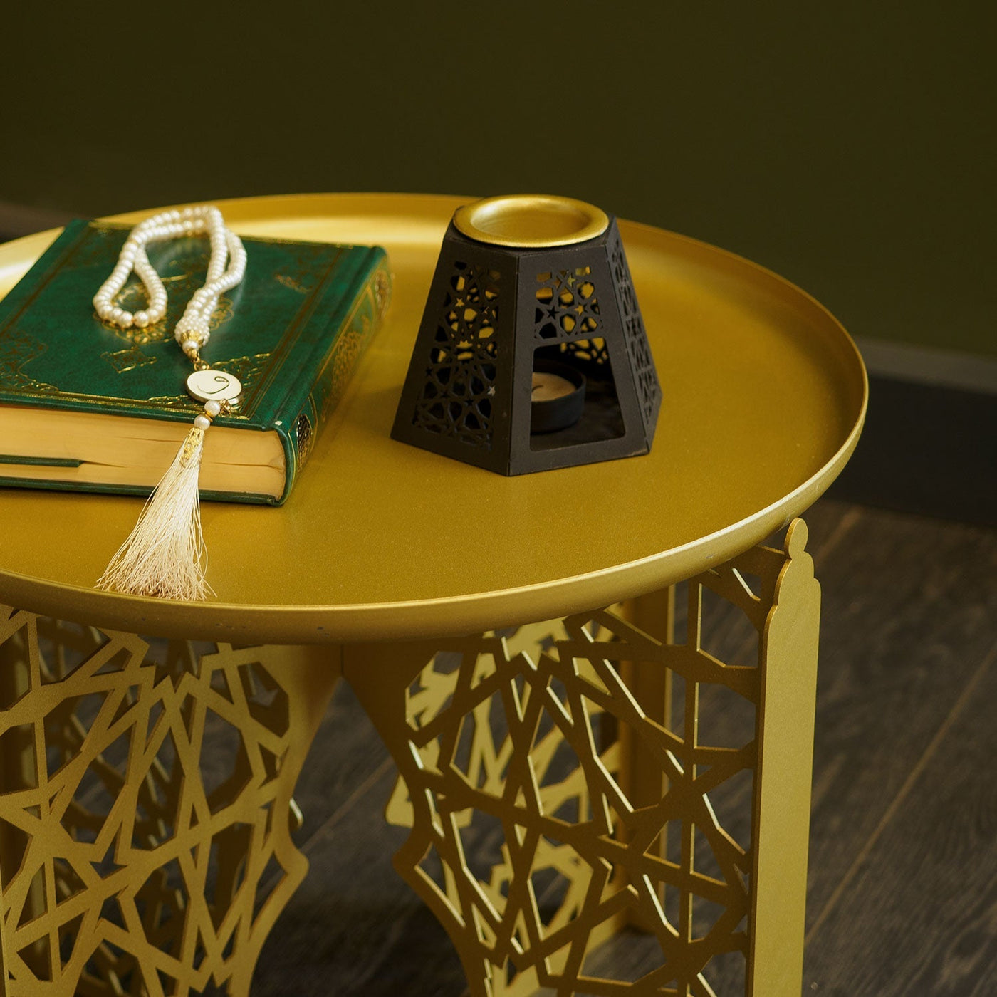 Emas S Metal İslami Motifli Yan Sehpa - WAMZ014