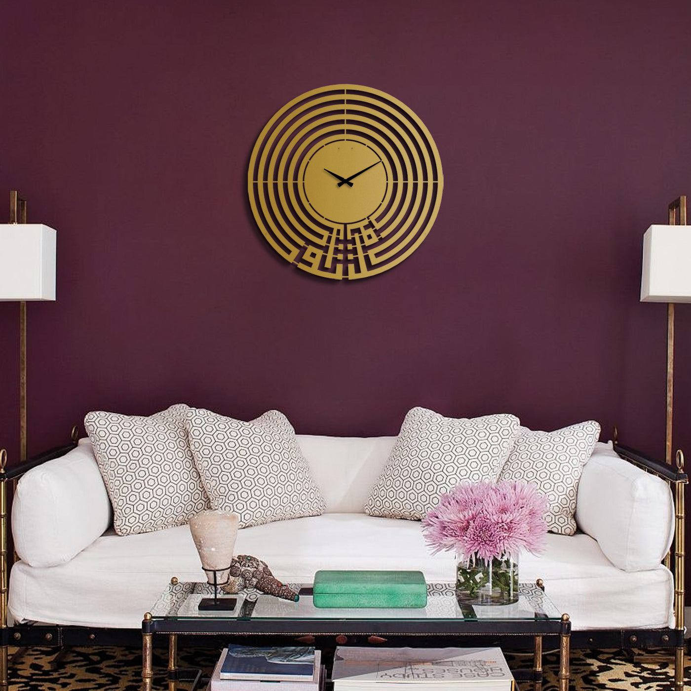 Tevekkül Yazılı Metal Duvar Saati - Sessiz Akar Mekanizma - WAMS004