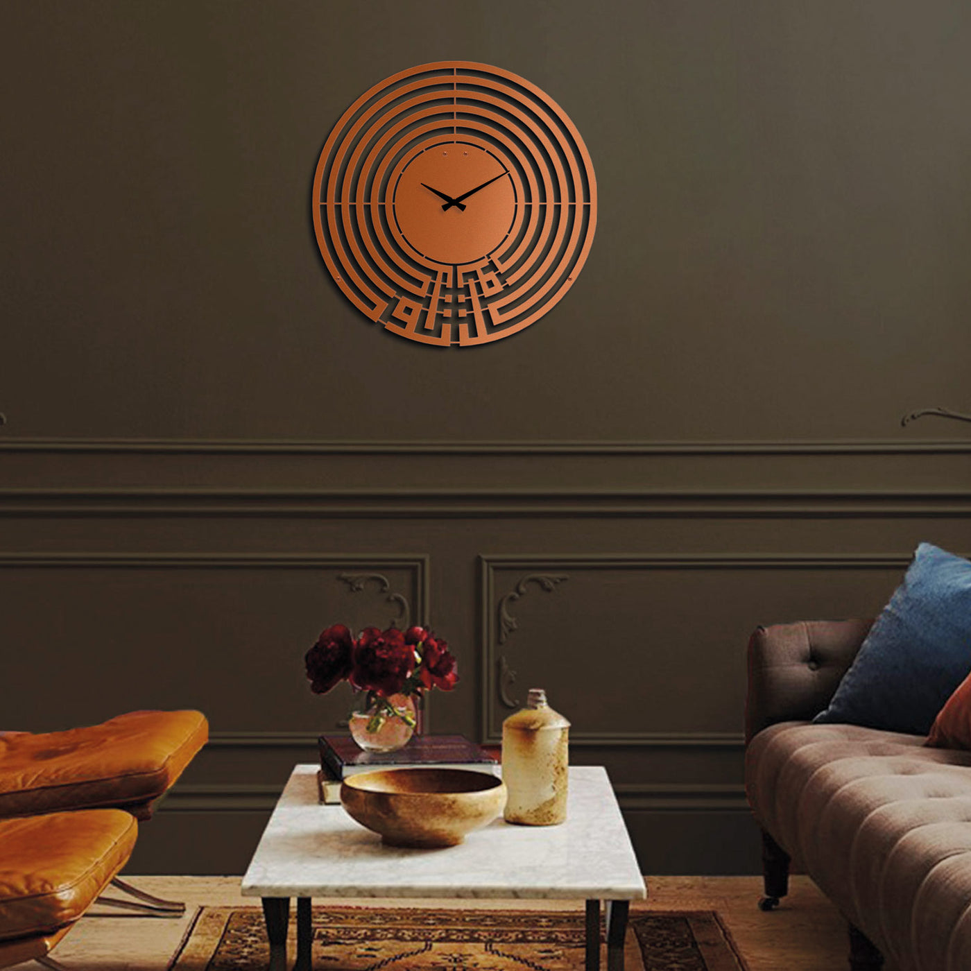 Tevekkül Yazılı Metal Duvar Saati - Sessiz Akar Mekanizma - WAMS004