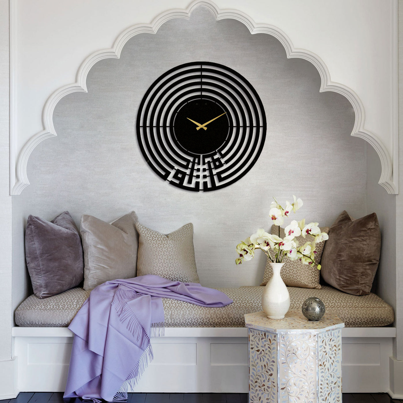 Tevekkül Yazılı Metal Duvar Saati - Sessiz Akar Mekanizma - WAMS004