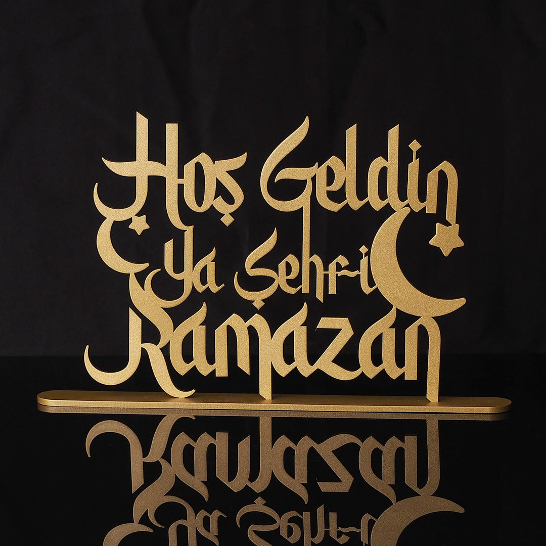 Hoş Geldin Ya Şehri Ramazan Yazılı Metal Masaüstü Dekor - WAMH129
