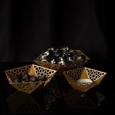 3'lü Yıldız Metal Kase Seti - Ramazan Süslemeleri